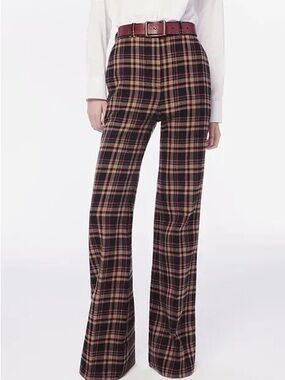 High-Waist Plaid Wide-Leg Pants - Red & Black